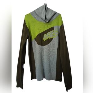 Gsus sindustries Mens Zipper Cowl Neck Sweater Xl Wool  Y2k Streetwear Gorpcore